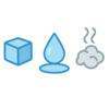 Illustration of States of Matter (solid, liquid, gas)