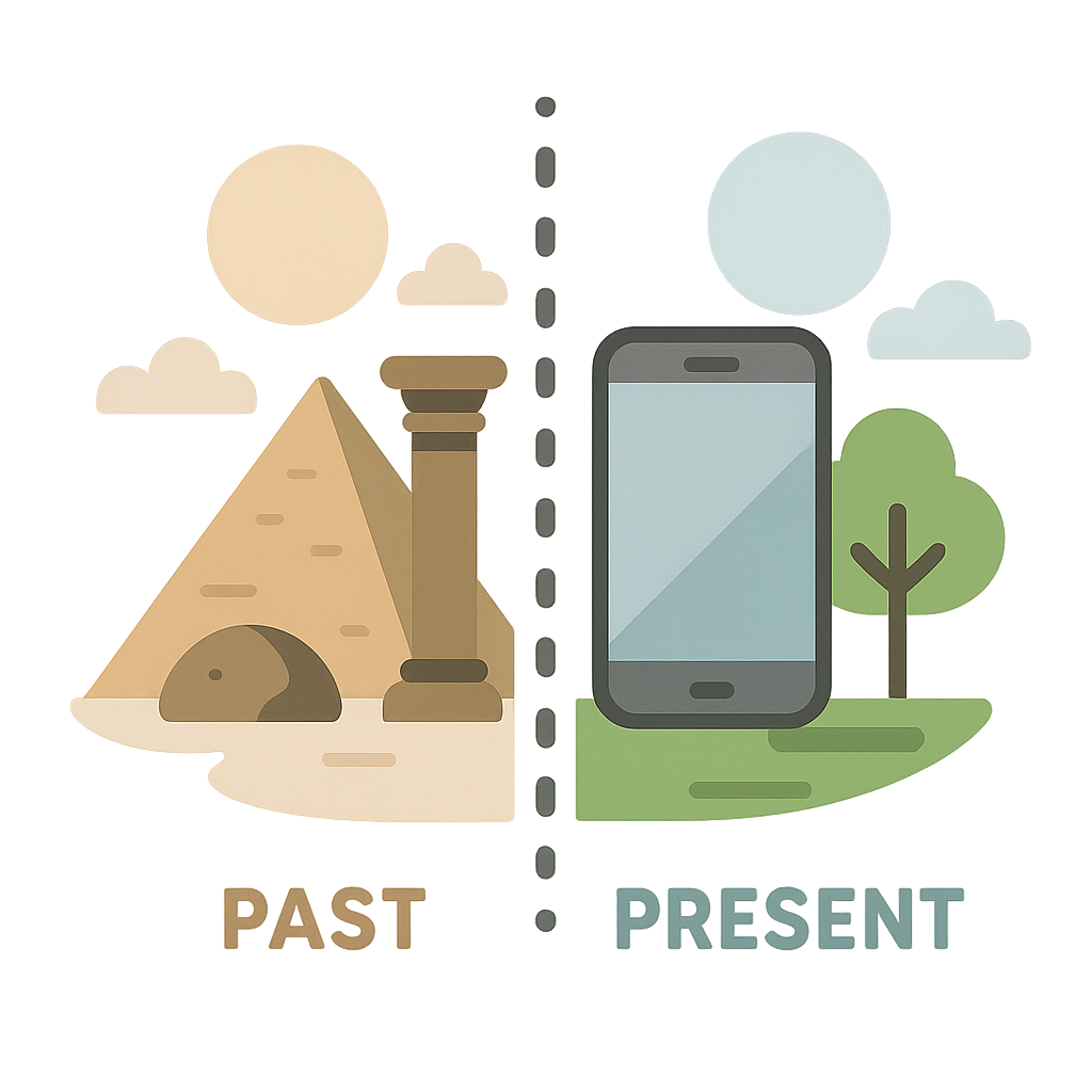 Illustration of Past and present