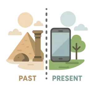 Illustration of Past and present