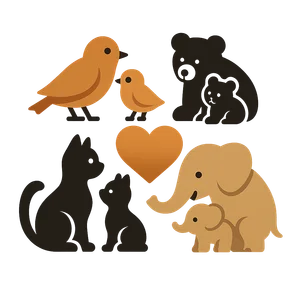 Illustration of Baby Animals and Their Parents