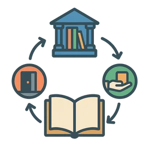 Illustration of How Libraries Work (A Visit to the Library)