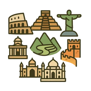 Illustration of New Seven Wonders of the World