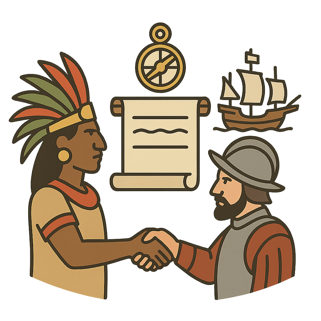 Illustration of Spanish conquest of the Aztec Empire (1521)