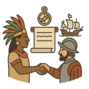 Illustration of Spanish conquest of the Aztec Empire (1521)