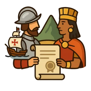 Illustration of Spanish conquest of the Inca Empire (1530s)