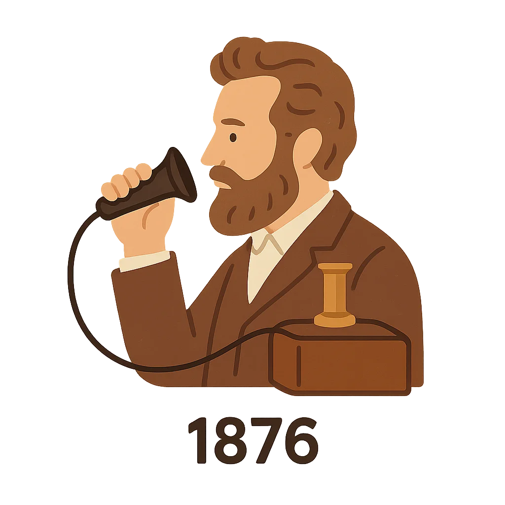 Illustration of First Telephone Call (1876)
