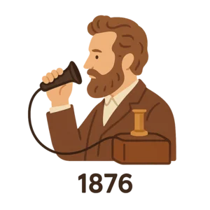 Illustration of First Telephone Call (1876)