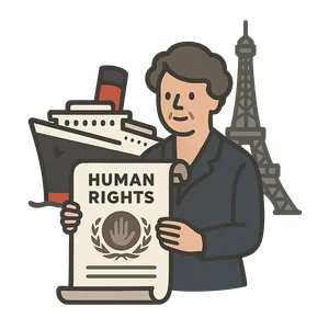 Illustration of Adoption of the Universal Declaration of Human Rights