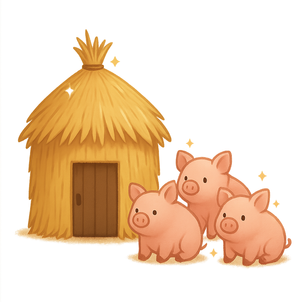 Illustration of The Three Little Pigs - English