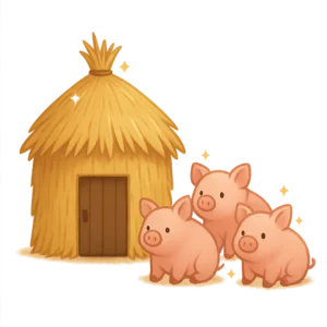 Illustration of The Three Little Pigs - English