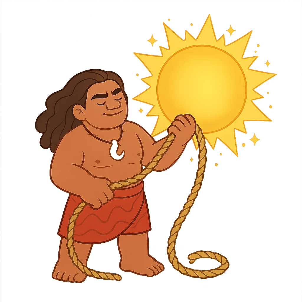 Illustration of Maui and the Sun - Polynesian