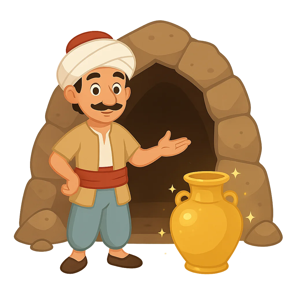 Illustration of Ali Baba and the Forty Thieves - Middle Eastern