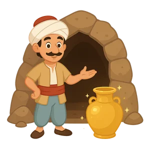 Illustration of Ali Baba and the Forty Thieves - Middle Eastern