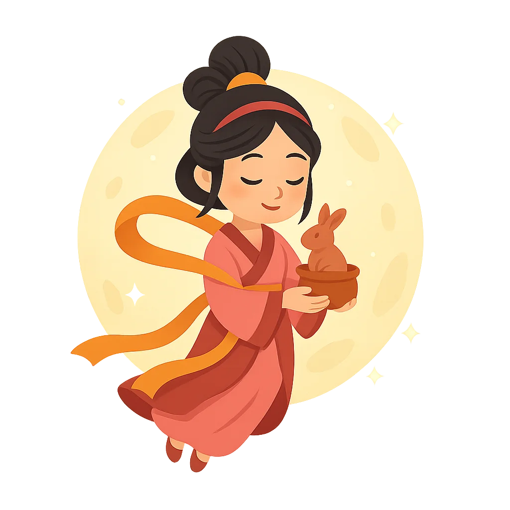 Illustration of Chang'e and the Moon - Chinese