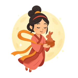 Illustration of Chang'e and the Moon - Chinese