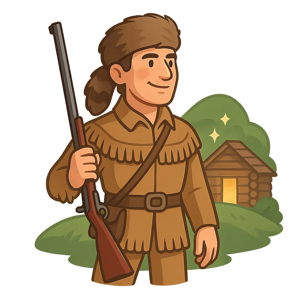 Illustration of Davy Crockett - American