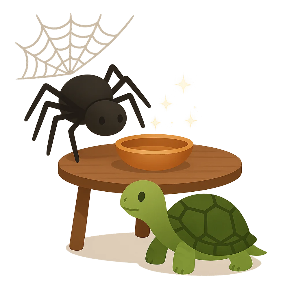 Illustration of Kwaku Anansi and the Turtle - West African