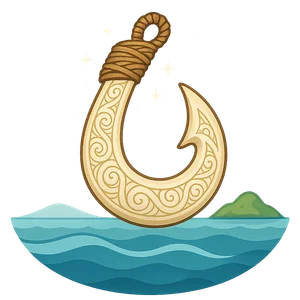 Illustration of Maui and the Fish Hook - Polynesian