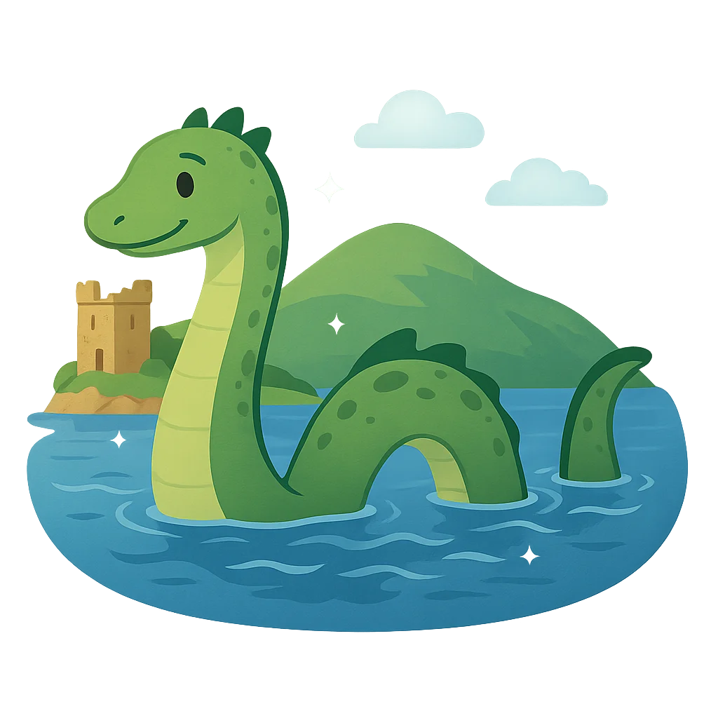 Illustration of The Loch Ness Monster - Scottish