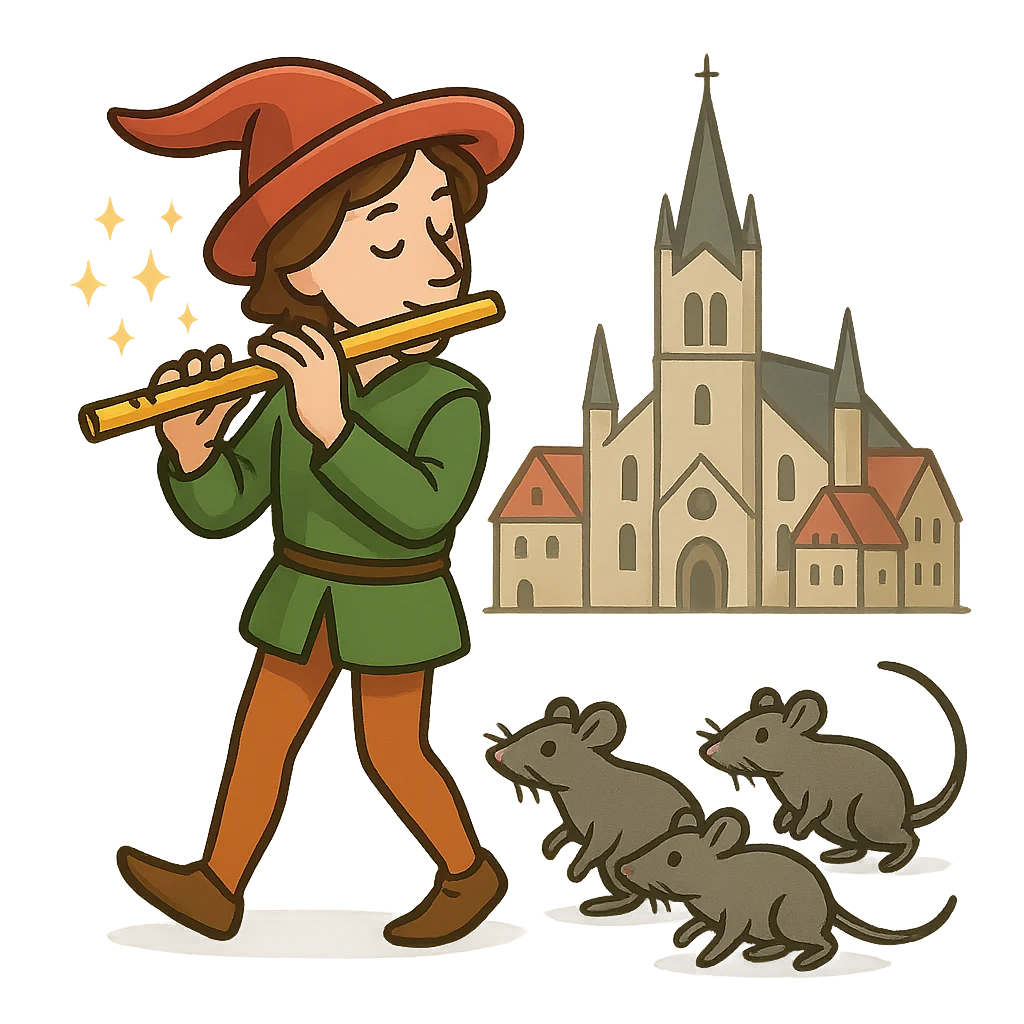 Illustration of The Pied Piper of Hamelin - German