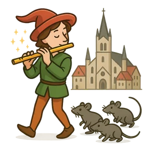 Illustration of The Pied Piper of Hamelin - German