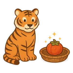 Illustration of The Tiger and the Dried Persimmon - Korean