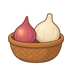 Illustration of Bawang Merah and Bawang Putih - Indonesian