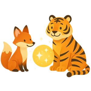 Illustration of The Fox and the Tiger