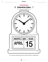Aperçu de la feuille de travail imprimable Calendrier julien