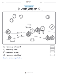 Julian Calendar printable worksheet preview
