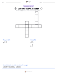 Julianischer Kalender druckbare Arbeitsblatt Vorschau