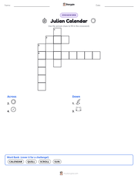 Julian Calendar printable worksheet preview