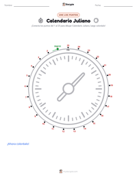 Vista previa de la hoja de trabajo imprimible de Calendario Juliano