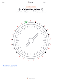 Aperçu de la feuille de travail imprimable Calendrier julien