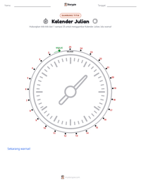Prabaca lembar kerja cetak Kalender Julian