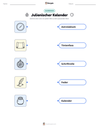 Julianischer Kalender druckbare Arbeitsblatt Vorschau