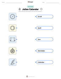 Julian Calendar printable worksheet preview