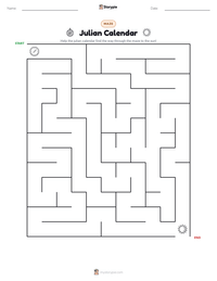 Julian Calendar printable worksheet preview