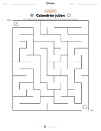 Aperçu de la feuille de travail imprimable Calendrier julien