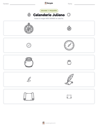 Vista previa de la hoja de trabajo imprimible de Calendario Juliano