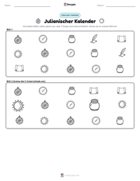 Julianischer Kalender druckbare Arbeitsblatt Vorschau