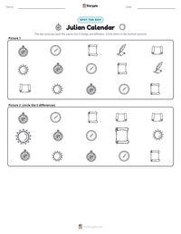 Julian Calendar printable worksheet preview