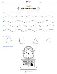 Julian Calendar printable worksheet preview