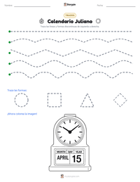 Vista previa de la hoja de trabajo imprimible de Calendario Juliano
