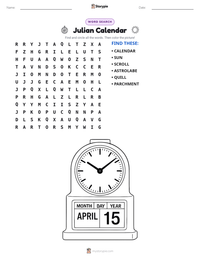 Julian Calendar printable worksheet preview