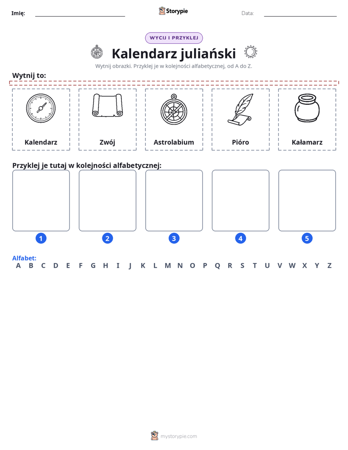Wytnij i Wklej Alfabet