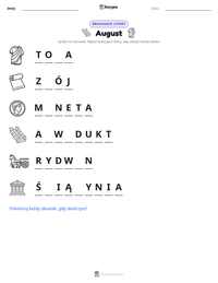 Podgląd drukowalnego arkusza ćwiczeń August