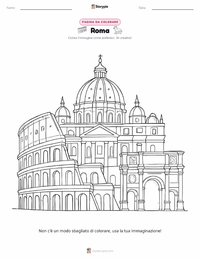 Pagina da colorare di Roma per bambini
