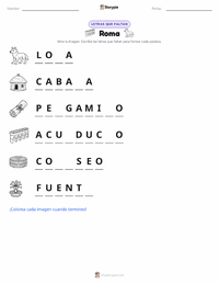 Vista previa de la hoja de trabajo imprimible de Roma