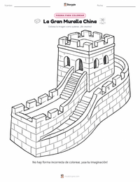 Página para colorear de La Gran Muralla China para niños